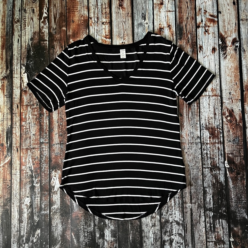 Old Navy Striped Black and White Luxe Tee